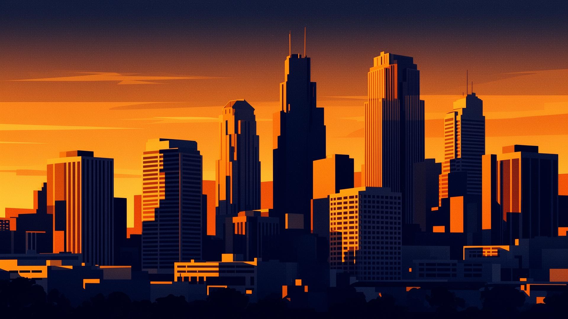 Houston Texas skyline at golden hour
